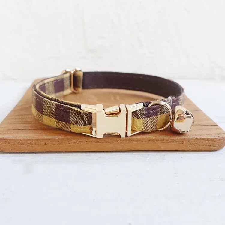 Velvet Pattern Cat Collar w/ Bowtie - Engrave Your Pet's ID GROOMY