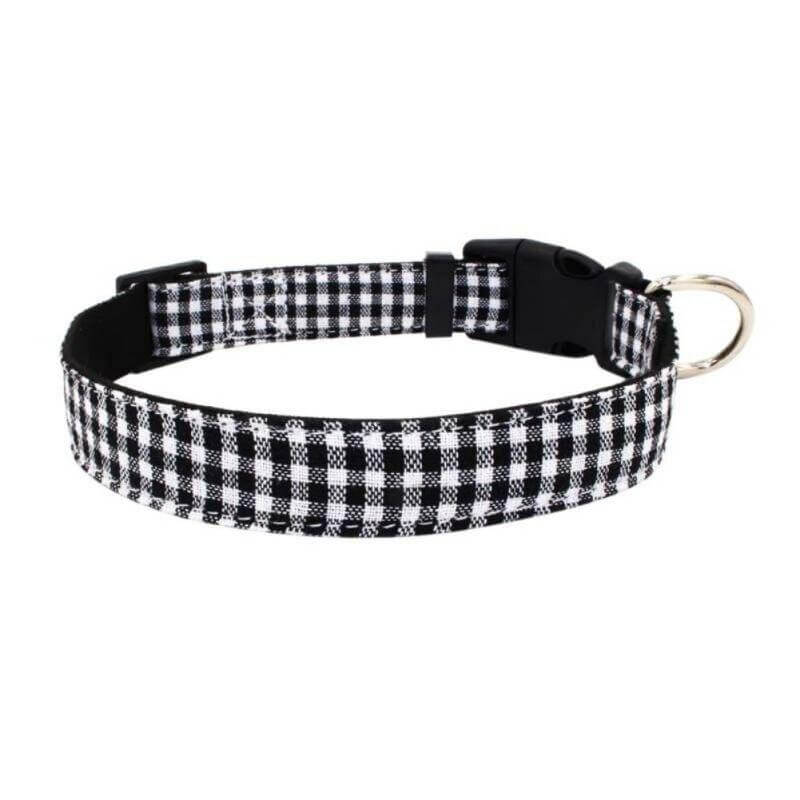 Gingham Dog Collar - Black