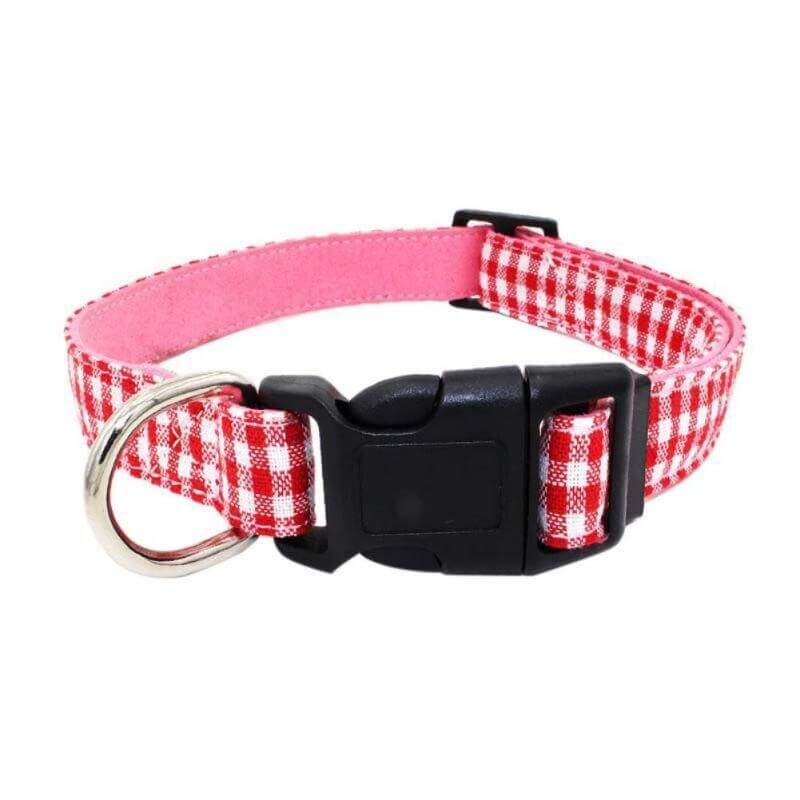 Gingham Dog Collar - Red