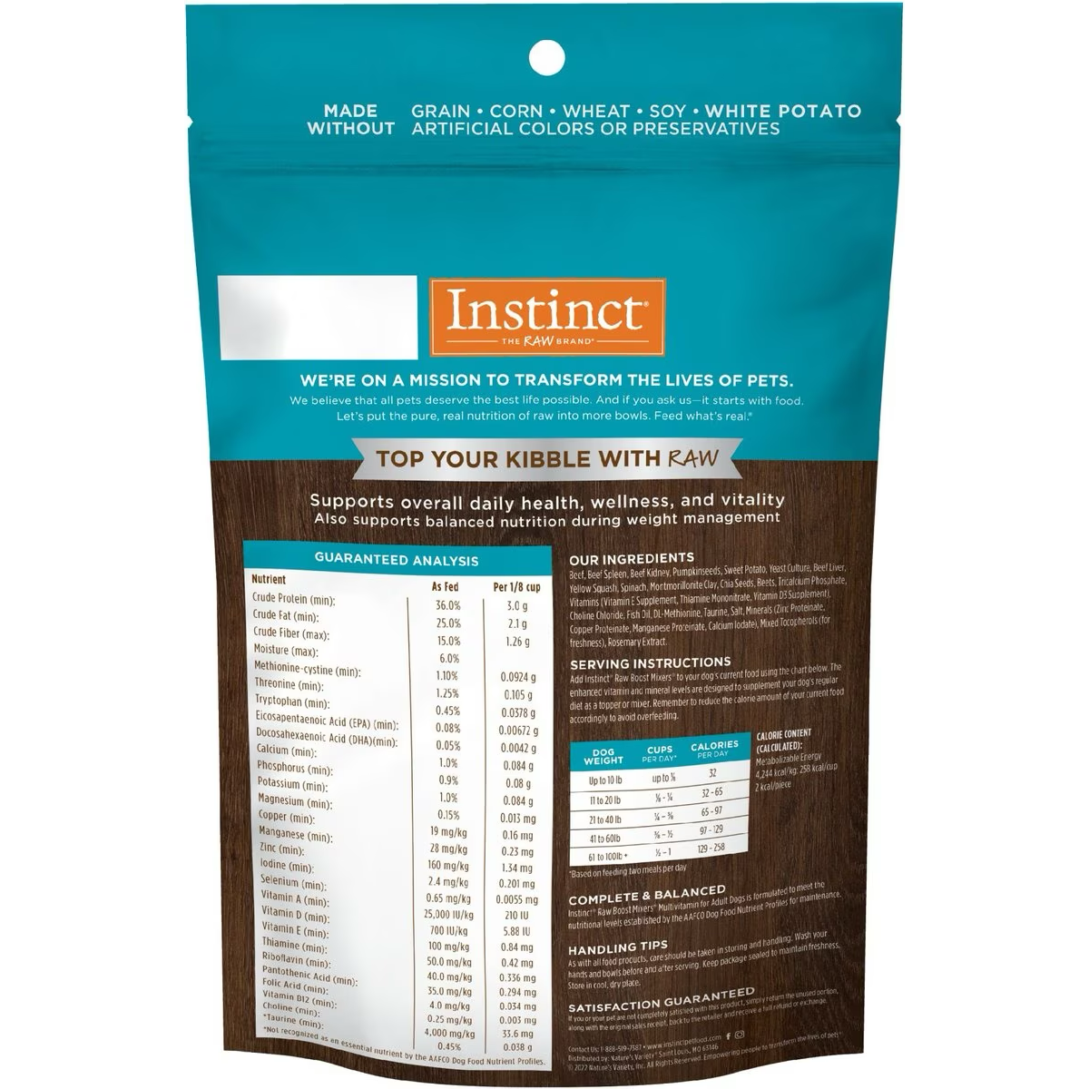 Instinct Boost Mixers Multivitamin Grain-Free Freeze-Dried Raw Adult Dog Food Topper