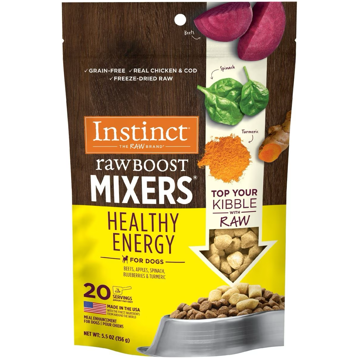 Instinct RawBoost Mixers Healthy Energy Grain-Free Freeze-Dried Dog Food Topper
