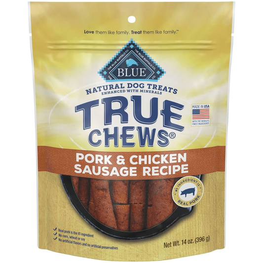 Blue True Chews Dog Treats Pork & Chicken Sausage