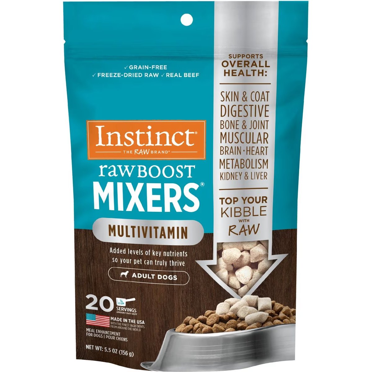 Instinct Boost Mixers Multivitamin Grain-Free Freeze-Dried Raw Adult Dog Food Topper